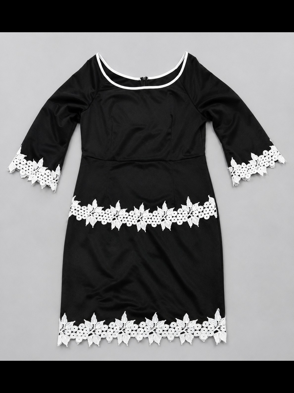 Black Dress with White Lace Trim